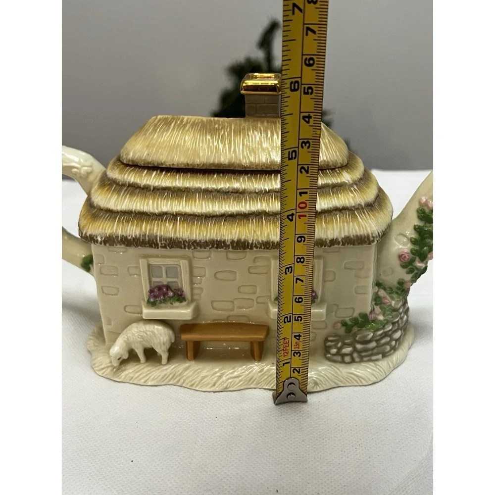 2002 Lenox The Irish Blessing Cottage Teapot Lid Cottagecore Shamrock Vtg